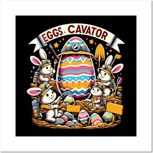 Eggscavator Crew Bunny Easter Egg Mining Operation Design Posters and Art